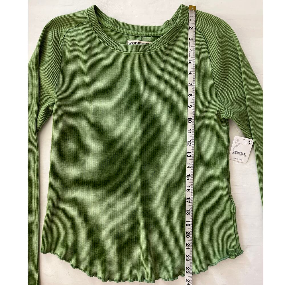 New We the Free Easy Does it Tee Thermal Womens Size L Green Textured Tiny Hole - Picture 7 of 14